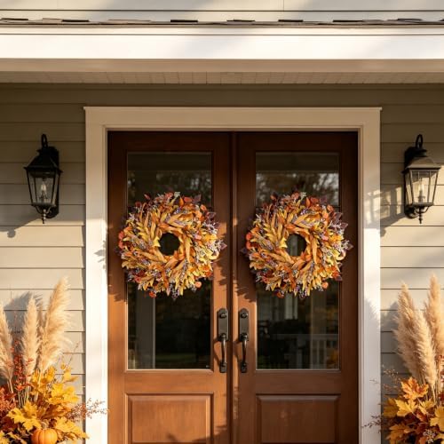 Agusbagli 28" Fall Wreath for Front Door with Eucalyptus & Cimicifuga - Image 5