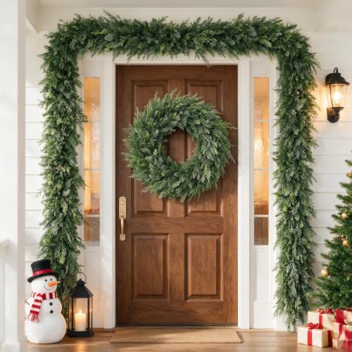 15FT Christmas Cedar Garland,Real Touch Soft Greenery Christmas Decorations - Image 7