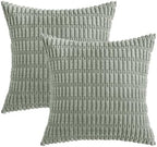 MIULEE Euro Sham Corduroy Decorative Throw Pillow Covers 22x22 Grey Green - Image 6
