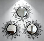 Black Sunburst Mirror Set of 3, 3PCS Metal Round Decorative Wall Mirrors, Starburst Accent Mirror Wall Decor for Living Room, Entryway, Bedroom & Hallway by HMANGE
