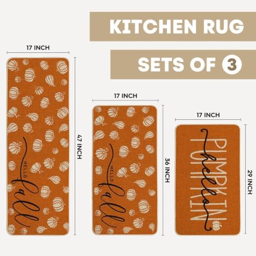 Artoid Mode Orange Fall Kitchen Mats Set of 3-17"x29"+17"x36"+17"x47" - Image 2