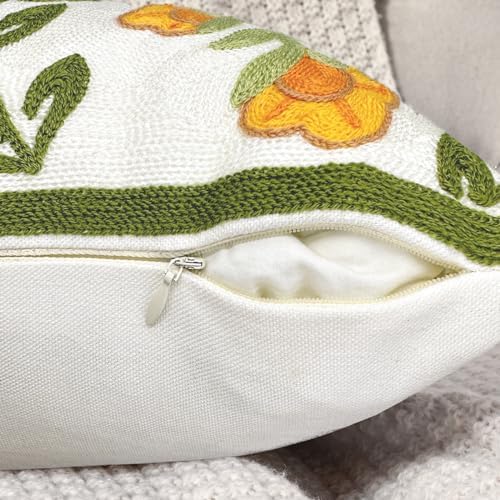 Alysheer Embroidered Decorative Throw Pillow Cover 18"x 18" Set of 2,Orange - Image 4