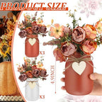 Lyrow 6 Pack Fall Mason Jar Table Centerpiece Autumn Centerpieces for Tables Orange Faux Floral Centerpiece Decorations Farmhouse Thanksgiving Mason Jar for Home Kitchen Tiered Tray Decoration - Image 2