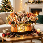 Mason Jar Centerpiece with Wood Tray – 3 Jars Orange & Beige Chamomile - Image 3