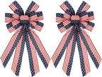 Large Patriotic Bow Wreath 4th of July Decor 2 Pack, 15.7x47'' by Voeveca