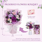 Flowers for Delivery Prime Preserved Flowers Bouquet with Vase That Last 3-5 Years Real Forever Flowers Purple Rose Bouquet for Mom Mother Women Wife Friends Birthday Mothers Day Gifts - Image 5