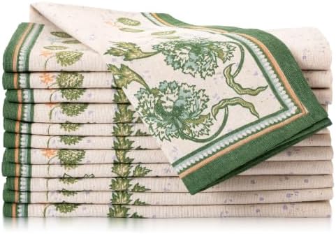 FINGERCRAFT Cloth Napkins Set of 12 Cotton Linen, 20x20 Inch, Country Side - Image 2