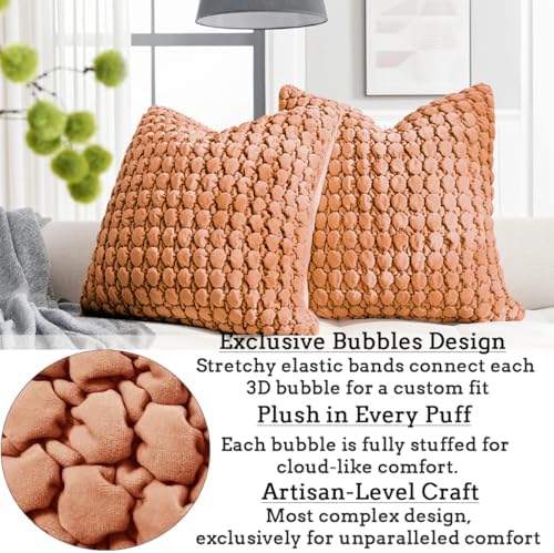 Velvet Throw Pillow Covers 18x18 Set of 2 Rust Cushion Case - Image 4