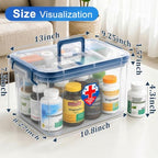 ANYPROLUS 15QT Clear Medicine Organizer Box with Handle, Plastic Medicine Container with Tray Empty First Aid Box, Thickened Medicine Storage Organizer Multipurpose Medication Organizer Storage, Blue - Image 3