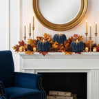 Blue Fall Decor, Fall Decorations for Home, Large Flameless Pumpkin Candle - Image 7