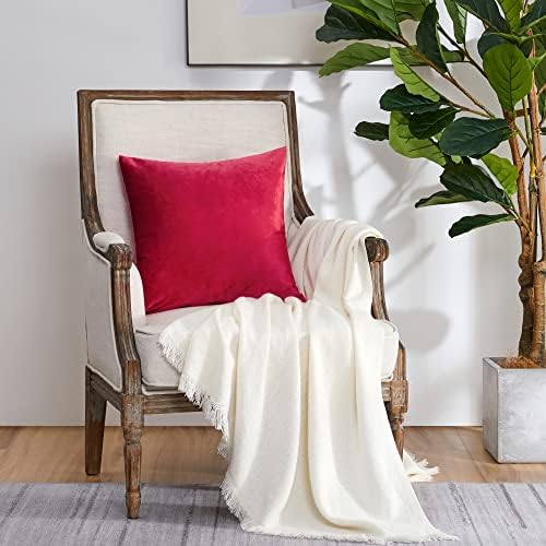 GIGIZAZA Decorative Throw Pillow Covers 18 x 18, Red Soft Pillow Covers Velvet,Set of 4 Decor Square Cushion Covers - Image 6