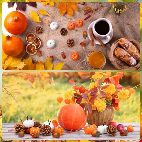 Yookeer 120pcs Fall Mini Pumpkins Artificial Acorn Pine Cone, Lovely Color - Image 5