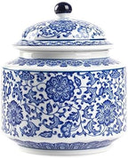 Blue and White Ginger Jar, Ceramic Chinoiserie Decorative Jars for Home, Office, Ginger Jar Vase Pocelain for Table, Living Room, Bookshelf, Mantle Fireplace, Centerpieces,7.5" by KuJaRen