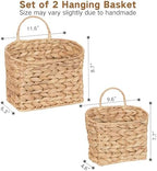 iEGrow Set of 2 Hanging Basket, Wicker Wall Basket Natural Water Hyacinth, Hanging Baskets for Organizing and Decor, Storage Baskets for Door Mounted Entryway Flower Mail Plant Garden - Image 4