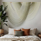 Macrame Wall Hanging Boho Tapestry Dip Dyed Ombre Moss Green 57"W*39"L - Image 4