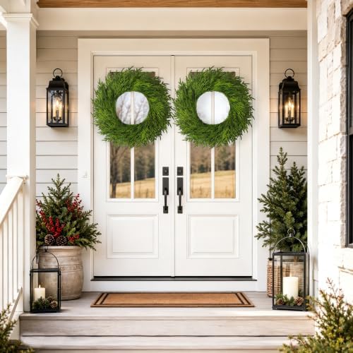 32" Large Cedar Norfolk Pine Wreath for Front Door, Faux Christmas Wreath - Image 2