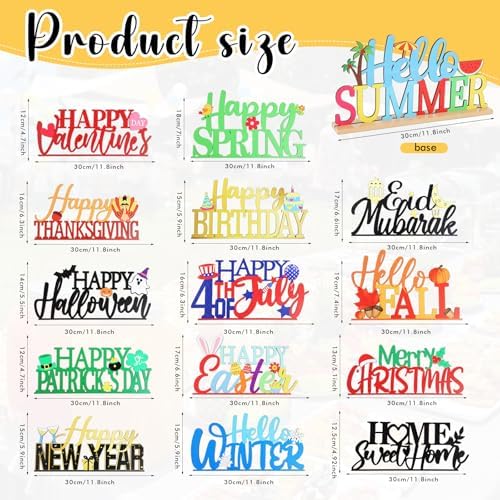 37 PCS Interchangeable Welcome Sign for All Holiday Wooden Door Hanger Ornaments Hello Door Sign Rustic Changeable Seasonal Home Replaceable Hanging Welcome Porch Decor for Wall Outdoor ﻿ - Image 3