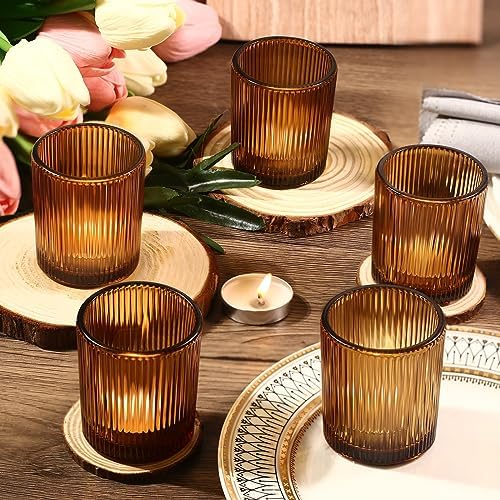 Votive Candle Holders, 24 Pack Amber Candle Holders for Christmas - Image 5