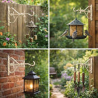 4 Pack Plant Hanger White Outdoor L Cast Iron Decorative Bracket - Image 7