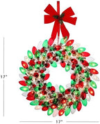 Mr. Christmas 18" Vintage Bulb Wreath - Multicolored (Red & Green) - Image 3