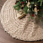 48 inch Christmas Tree Skirt: Chunky Knit Tree Skirt for 7.5ft Tree, Crochet Beige Tree Skirt, Vintage Tree Skirts, Rustic Farmhouse Christmas Decorations by LimBridge