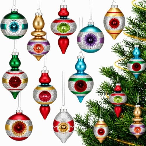 Soulchen 10 Pcs Vintage Glass Christmas Ornaments, Assorted, Retro by Soulchen