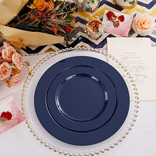 FLOWERCAT 60PCS Blue Plastic Plates - Heavy Duty Blue Plates Disposable (10.25" & 7.5") - serve for 30guest Birthday Party/Wedding/4th of July - Image 4