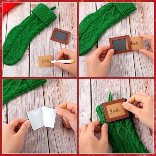 JellyArch 12 Pcs Personalized Christmas Stockings Xmas Stocking with Leather Patches Custom Name Cable Knitted Hanging Family Stockings for Christmas Holiday Fireplace Party Decoration (8.3 Inches) - Image 6