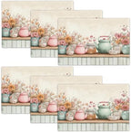 Flower Spring Placemats Set of 6, 12x18 Inch Floral Summer Table Place Mat Washable Non-Slip Heat Resistant Fabric Placement Mats for Party Dining Kitchen Indoor Outdoor Decor by UIAMT
