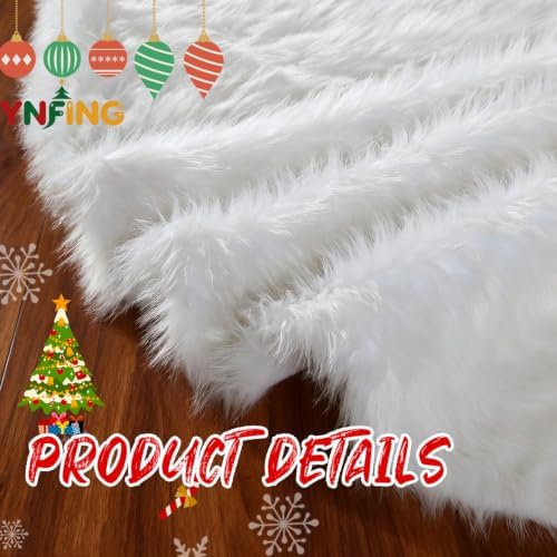 Christmas Tree Skirt 60 Inch White - Fluffy Faux Fur Christmas Tree Mat & Decoration for Indoor Outdoor Use - Image 3