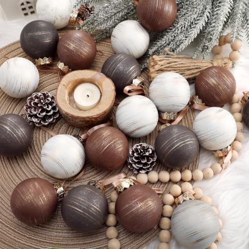 Yunlly 36 Pcs Neutral Christmas Ornaments Bulk Farmhouse Xmas Tree Decor - Image 5
