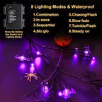 9 FT 72 LED Halloween Willow Vine Twig Decor Garland With Bats Purple Lights - Timer & 8 Modes - Battery Operated Lights for Indoor Decorations, Home, Mantle, Fireplace - Image 5