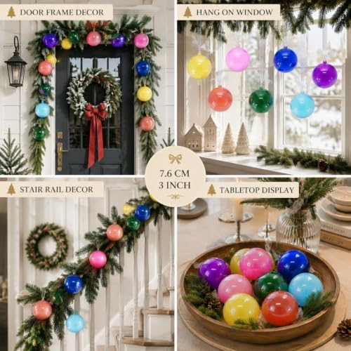 FoldTier 9pcs 3" Colorful Glass Ball Christmas Tree Ornament, Colorful - Image 5
