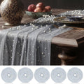 Light Gray 10 Pcs Pearl Gauze Table Runner 120 Inch 10ft Pearl Sheer Tulle Table Cloth Centerpieces for Home Wedding Birthday Bridal Baby Shower Party Favor Holiday Dining Decorations by Unknown