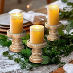 Small Candle Holder for Pillar Candle Set of 3, Farmhouse Wood Candle Holder, Rustic Wooden Candle Stand, Vintage Candle Stand Decorative for Living Room, Table Centerpiece, Washed Brown - Image 6