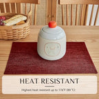 Softalker Faux Linen Cloth Placemats Set of 8-12 x 18 Inch, Red - Image 3