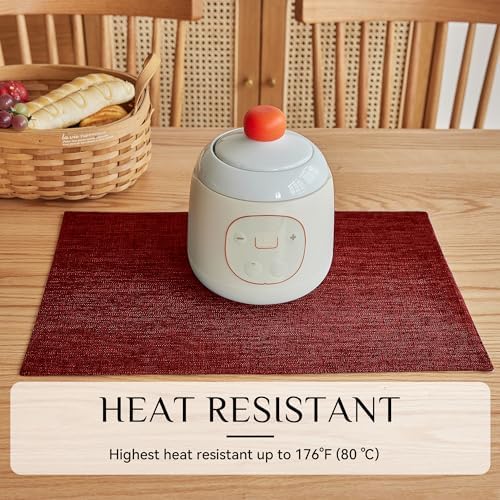Softalker Faux Linen Cloth Placemats Set of 8-12 x 18 Inch, Red - Image 3