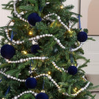 48Ft Christmas Wood Bead Garland Rustic Holiday Decor for Tree (Silver) - Image 2