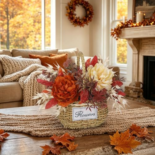 Fall Centerpieces for Tables Fall Floral Peonies Artificial Flowers in Vase - Image 3