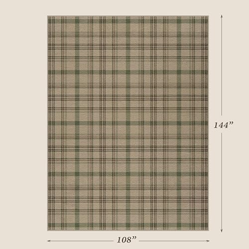 JTJ Easy Jute Outdoor Rug 9x12 for Patio, Washable Sage Green Plaid Area Rug for Backyard, Large Indoor Outdoor Farmhouse Rug for Living Room, Bedroom and Dining Room - Image 2