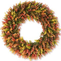 DDHS 20" Fall Wreath for Front Door，Artificial Boxwood Wreath-Hello Sign by DDHS