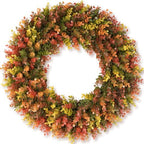 DDHS 20" Fall Wreath for Front Door，Artificial Boxwood Wreath-Hello Sign by DDHS