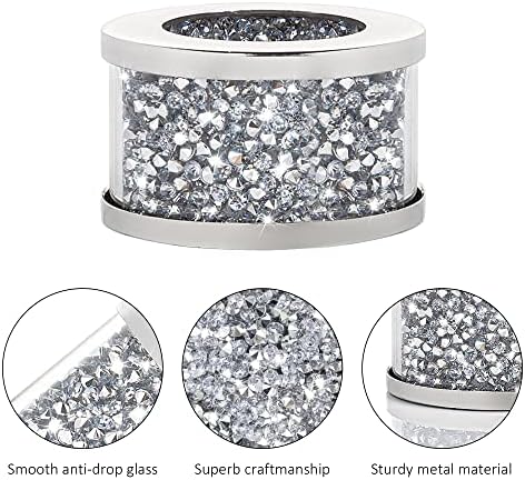SHYFOY Silver Diamond Napkin Ring Set of 12 Pieces, Crystal Glass Framed Napkin Holder Ring, Dinning Cloth Decor for Dinner Party Tabletop Settings Glam Serviette Buckles Home Decor (Pack of 2) - Image 5