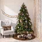 Skylety 48'' Christmas Tree Skirt Rug Embossing Xmas Tree Skirt, Brown - Image 3