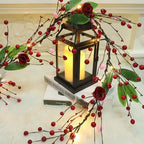 DR.DUDU Valentines Day 6 Ft Garland with Lights, Twig Garland with Pink Heart Roses and Berry Valentines Decor for Home Mantel - Image 5