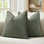 MIULEE Pack of 2 Army Green Euro Shams Chenille Pillow Covers 22x22 Inch by MIULEE