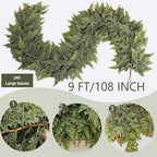 9FT Extra Full Christmas Cedar Garland Artificial Realistic Soft Thick Lush Cedar Pine Garland for Fireplace Mantel Stairs Indoor Outdoor - Image 3
