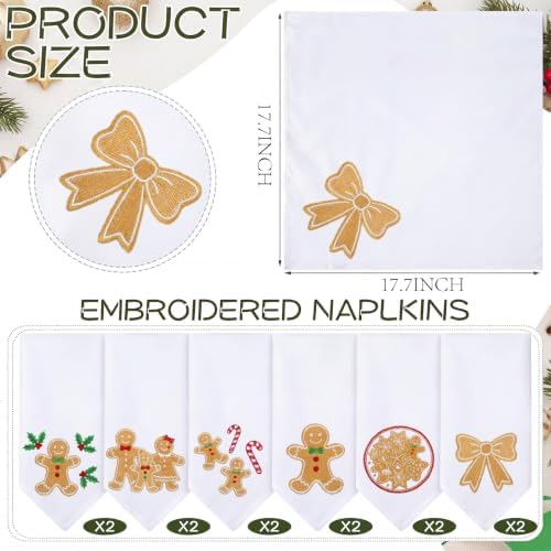 HunnmingRe 12 Pcs Gingerbread Christmas Cloth Napkins Set, 17x17 Inch - Image 2