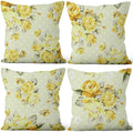 Light Yellow Flower Throw Pillow Covers 24"x24" Set of 4, Countryside Floral Sofa Cushion Cover for Chair Couch Bed Living Room Office Car Garden Patio Farmhouse Indoor Outdoor Decorative by VieSavaran