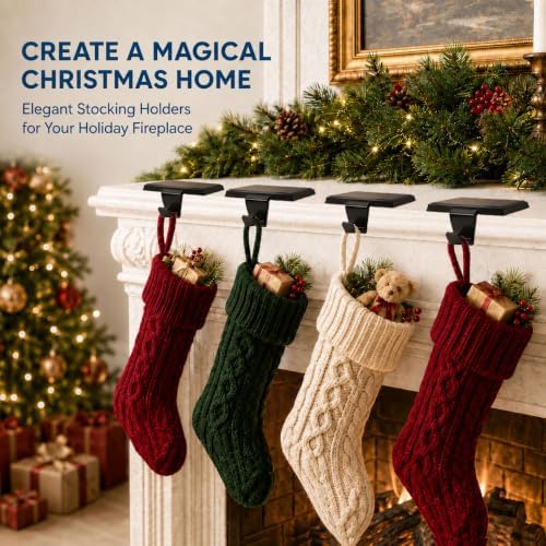 Stocking Holders for Mantle Set of 6, Christmas Heavy Duty Stocking Hooks, Non-Slip Base Stocking Hangers for Xmas Holiday Decorations, Fireplace Christmas Decor Hooks for Home - Image 5